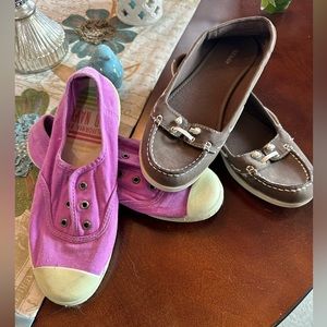 Two Pairs - Old Navy - Boat Shoes & Tennies Size 8
